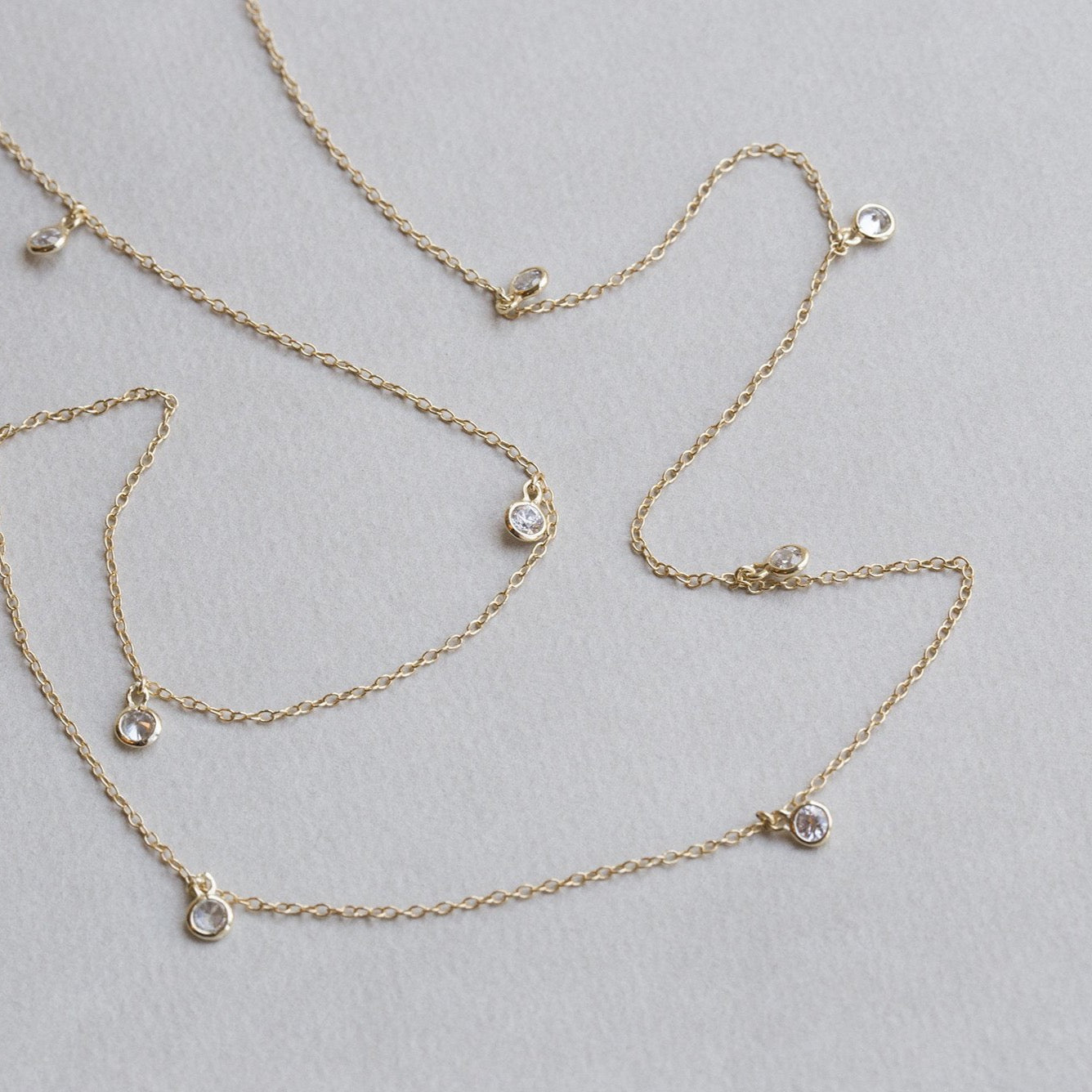 delicate crystal drops station necklace