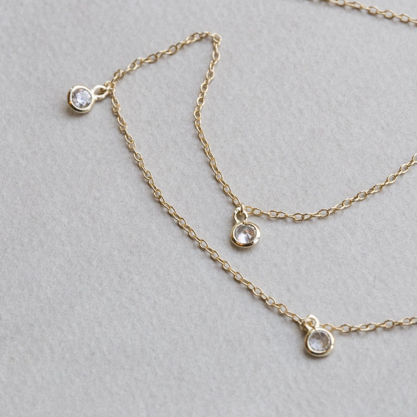 delicate crystal drops station necklace