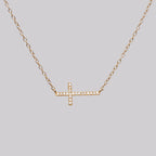 Sideway Diamond Cross Necklace