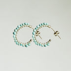 gorgeous real turquoise and gold hoops, handmade in UK
