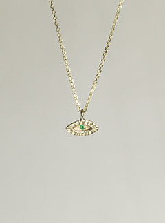 Momocreatura Tiny Eye Necklace with Emerald