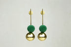 Drop Earrings with Gold Orb and Green Pompom by the same designer also available