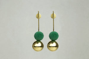 Pompom Earrings with Green Flocking also available on feltlondon.com