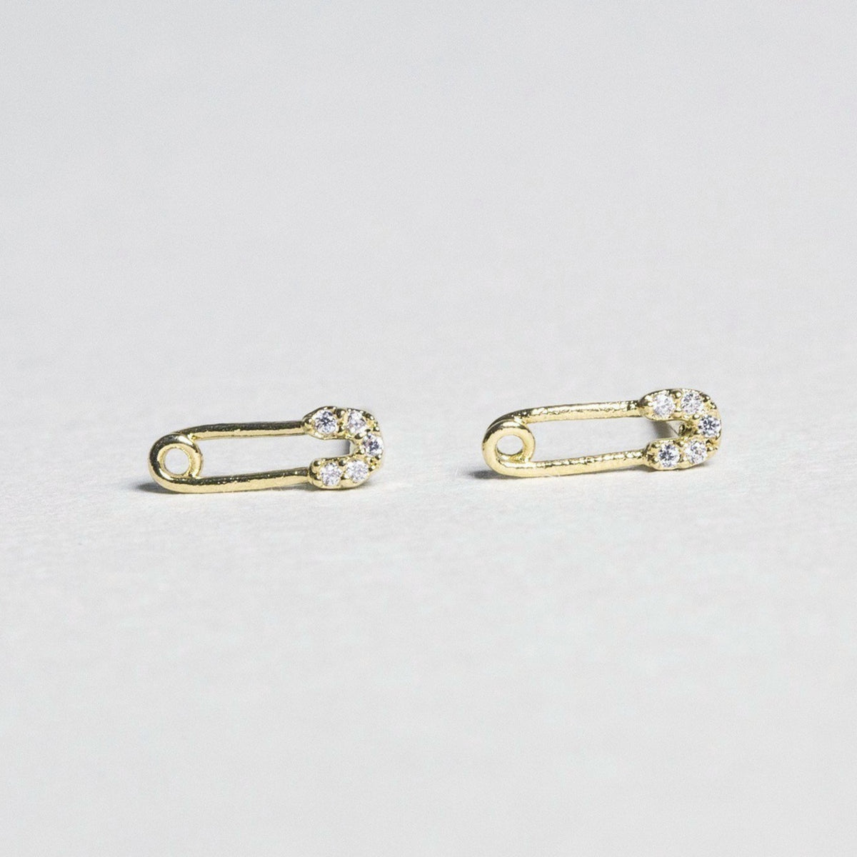 super sweet safety pin earrings witha sprinkle of crystals 