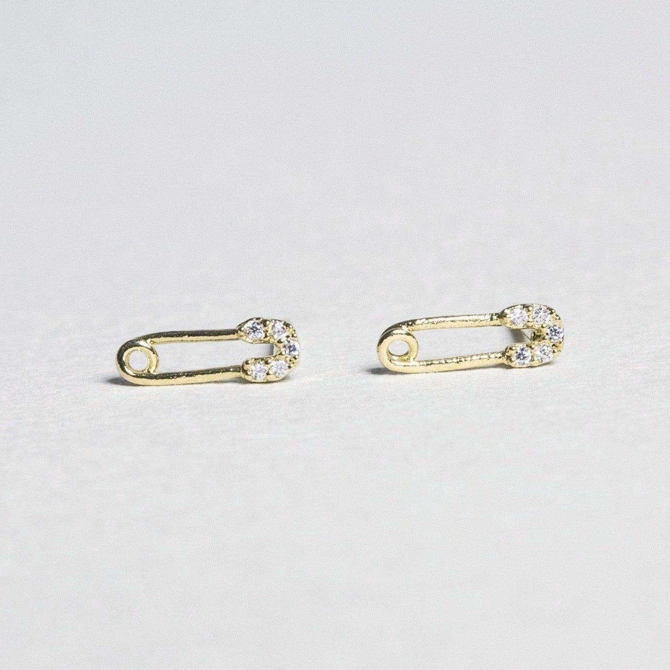 super sweet safety pin earrings witha sprinkle of crystals 