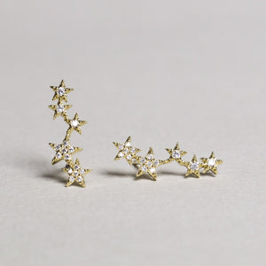 gold plated silver star tower stud earrings