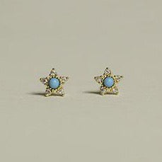 Tai Gold-Plated Silver Turquoise Flower Stud Earrings