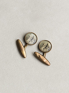 Vintage 1930 White Dog Samoyed Portrait Cufflinks
