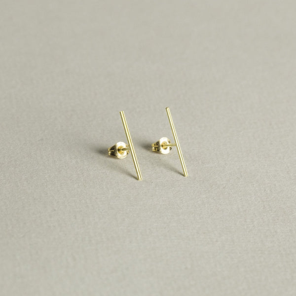 18ct Gold Double Line Stud Earrings