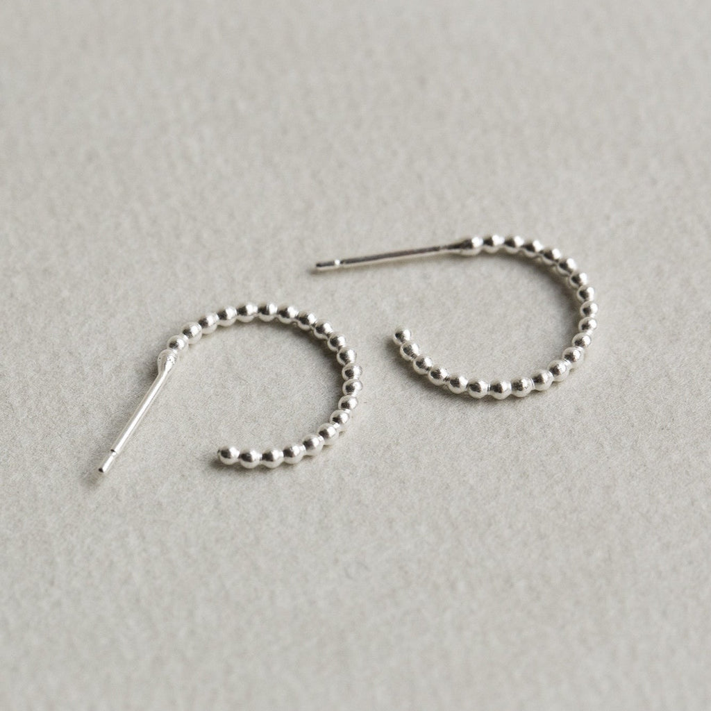 beaded detail of sterling silver hoop