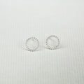 Beaded Circle Stud Earrings in Silver