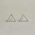 Beaded Silver Triangle Stud Earrings