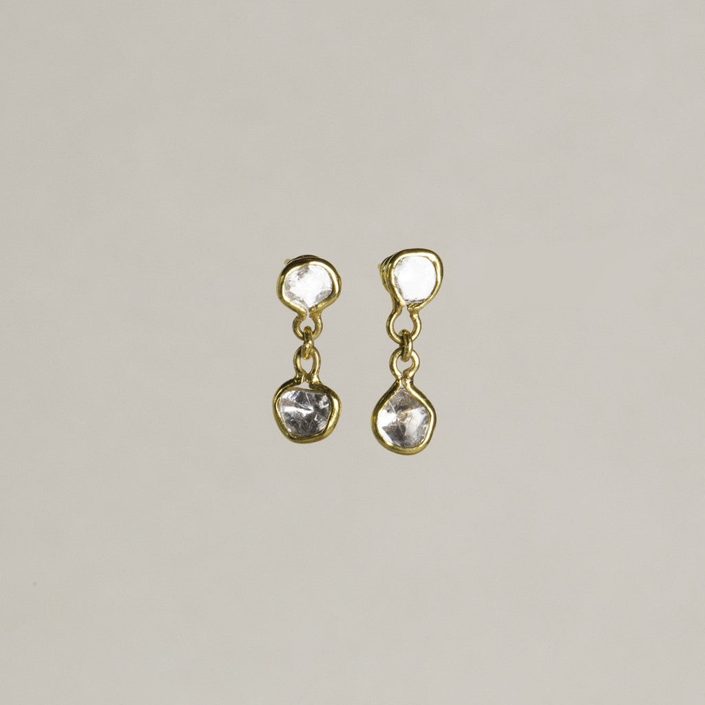 outstanding double diamond slices earrings - each earring will slightly vary from another as they are made by hand