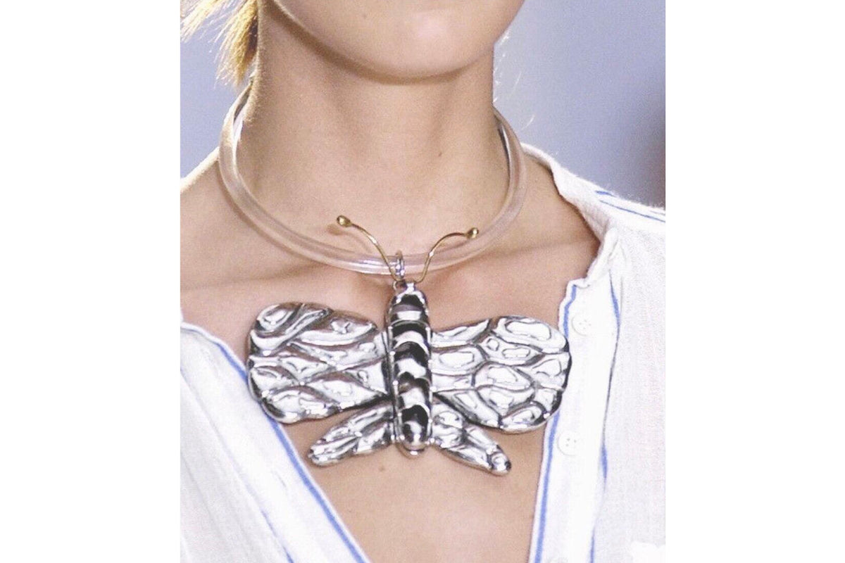 Silver Butterfly Choker Necklace