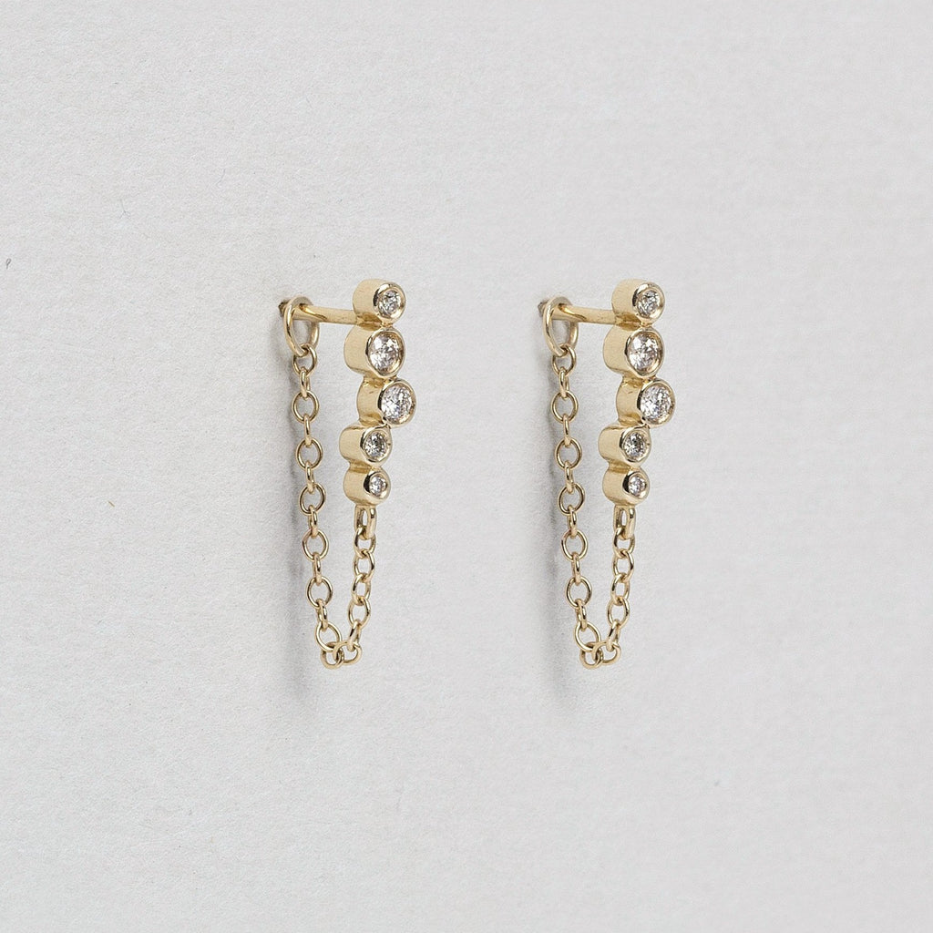 Constellation Gold Chain Diamond Stud Earrings