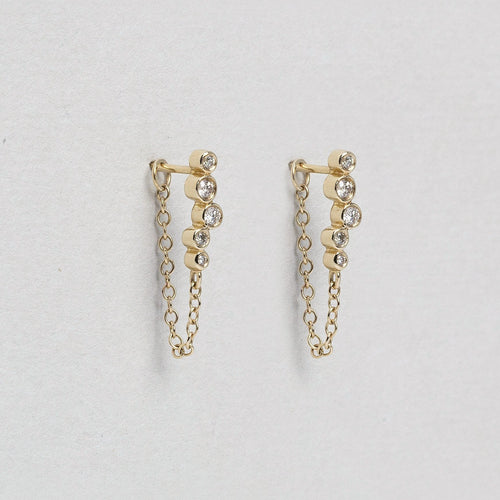 Constellation Gold Chain Diamond Stud Earrings
