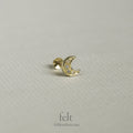 Diamond Crescent Screw Back Earring