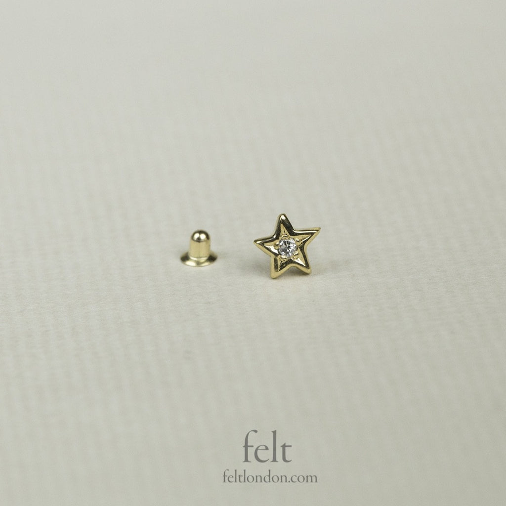 Diamond Star Cartilage Earring in Yellow Gold