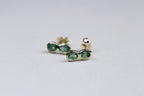 Emerald Double Round Stud Earrings