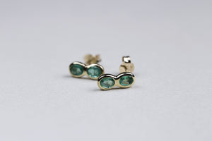Emerald Double Round Stud Earrings
