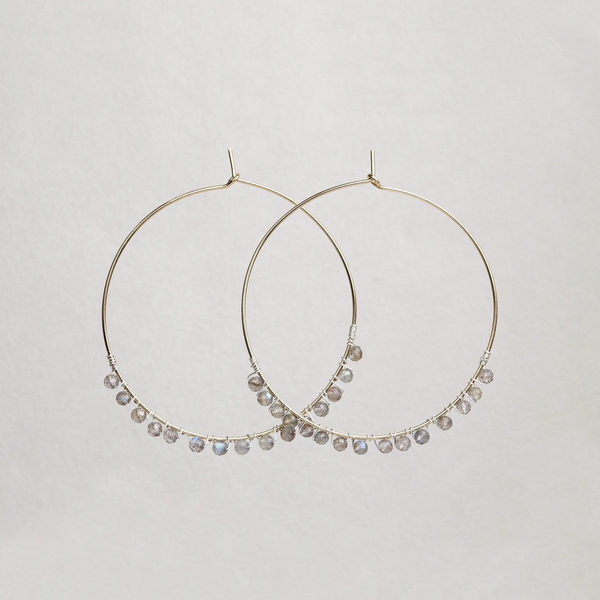 Large Hoop Earrings with Labradorite