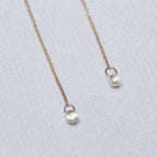 Gold Chain Drop Stud Earrings with Diamonds