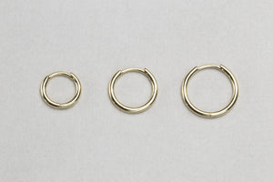 from left:  10mm, 12mm and 14mm in 18ct yellow gold