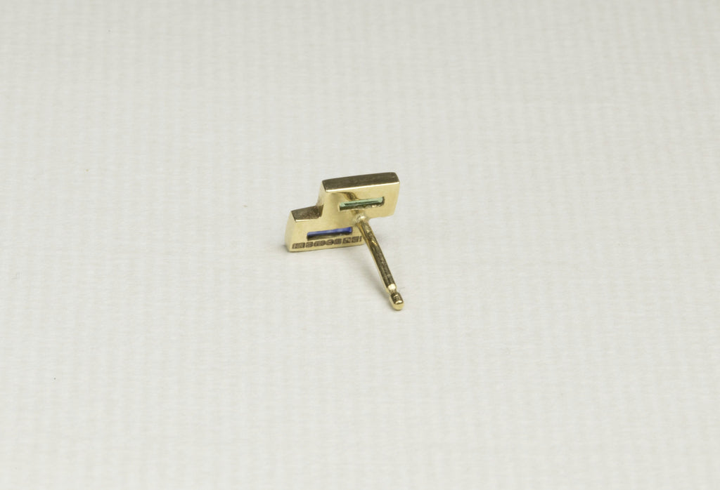 Mixed Sapphire Baguette Studs