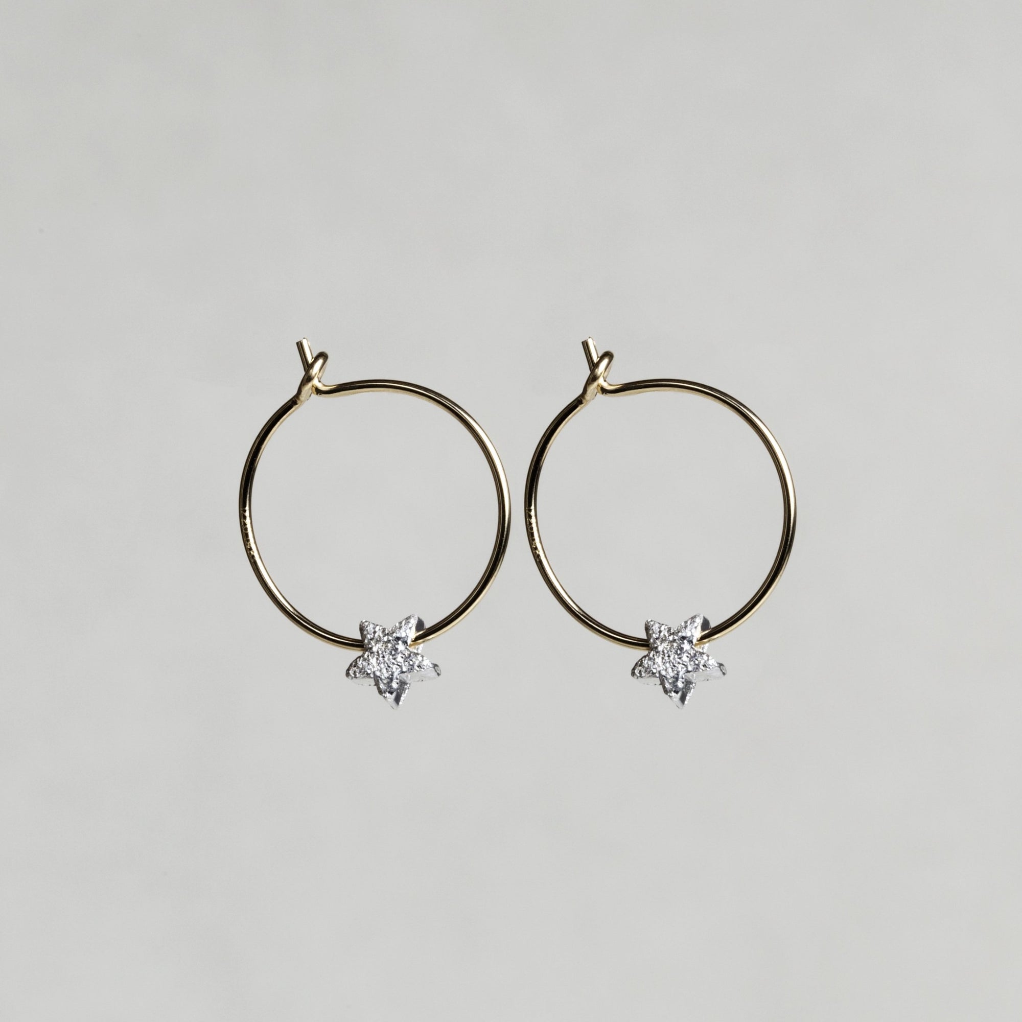 Gold plated star bead hoop earrings