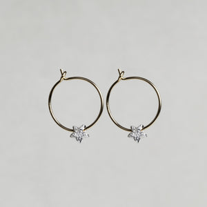 Silver star bead hoop earrings