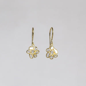 Diamond Slice Flower Drop Earrings